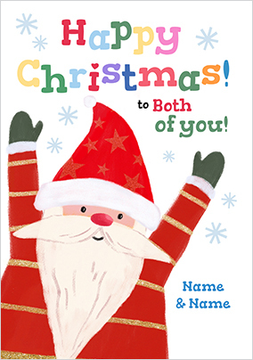 Happy Christmas Illustrated Santa to Both of You Card