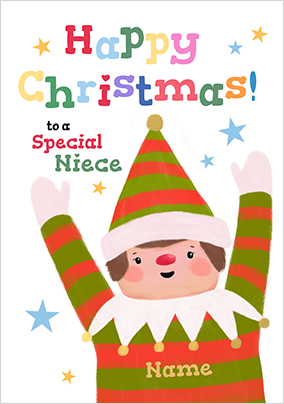 For a Special Niece Elf Christmas Card