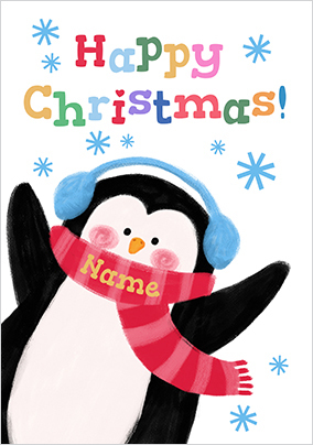 Penguin Personalised Happy Christmas Card