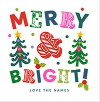 Tap to view Merry & Bright Colourful Type Christmas Card