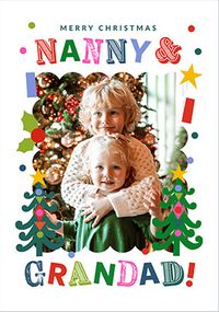 Tap to view Nanny & Grandad Colourful Photo Christmas Card