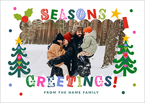 Landscape Colourful Photo Christmas Card From Family