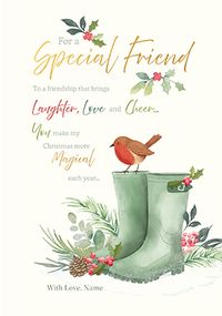 Tap to view Special Friend Wellies Verse Christmas Card