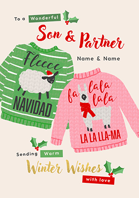Christmas Jumpers Card for Son and Partner