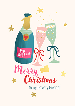 Christmas Prosecco Card For Lovely Friend