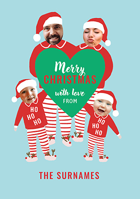 4 Photo Upload Festive Pyjamas Christmas Card From Family