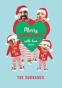 Tap to view 4 Photo Upload Festive Pyjamas Christmas Card From Family
