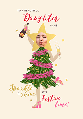 Christmas Tree Dress Photo Card for Daughter