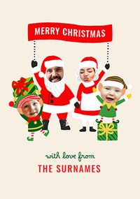 Tap to view Santa and Elves From Family 4 Photo Christmas Card