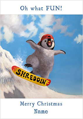 Lucia Heffernan Shreddin Penguin Christmas Card