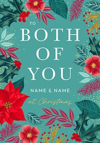 Tap to view Poinsettia Border to Both of You Christmas Card