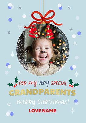 Special Grandparents Bauble Christmas Photo Card