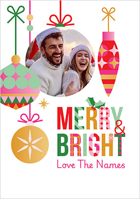 Stand Up To Cancer Merry & Bright Baubles Christmas Photo Card