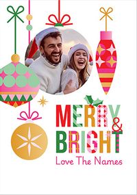 Tap to view Stand Up To Cancer Merry & Bright Baubles Christmas Photo Card