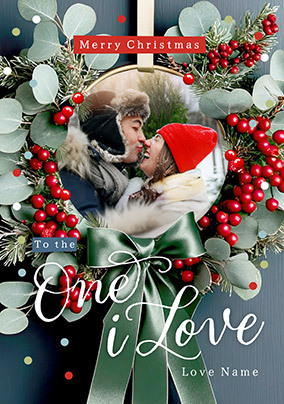 Photographic Wreath Photo Christmas Card for One I Love