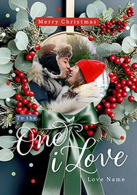 Tap to view Photographic Wreath Photo Christmas Card for One I Love
