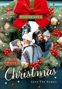 Tap to view Photographic Wreath Photo Christmas Card From Family