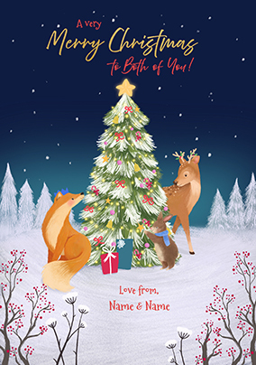 Winter Animals To Both of You Christmas Card
