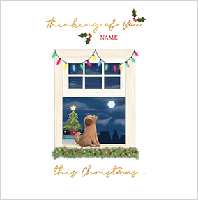 Thinking of You This Christmas Dog Square Card