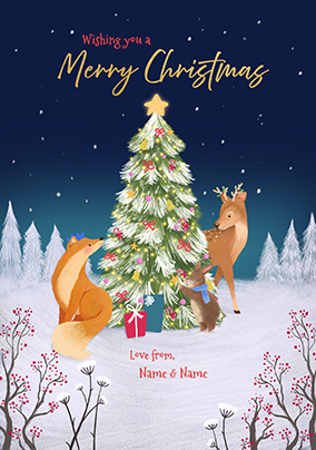 Winter Animals Personalised Christmas Card