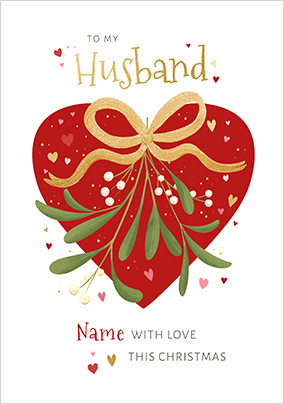 Mistletoe Heart Christmas Card for Husband
