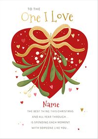 Tap to view Mistletoe Heart Christmas Card for One I Love