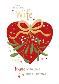 Tap to view Mistletoe Heart Christmas Card for Wife