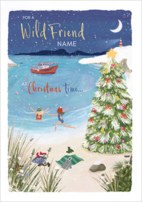 Wild Swimming Friend Christmas Card