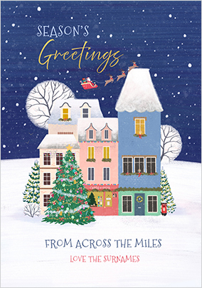 Across the Miles Winter Town Christmas Card