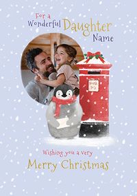Tap to view Penguin and Post Box Photo Christmas Card for Daughter