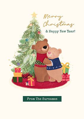 Photo of Bear Hugs By The Tree Christmas Card