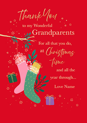 Thank You Wonderful Grandparents Christmas Card