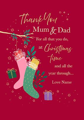 Photo of Thank You Mum & Dad Verse Christmas Card
