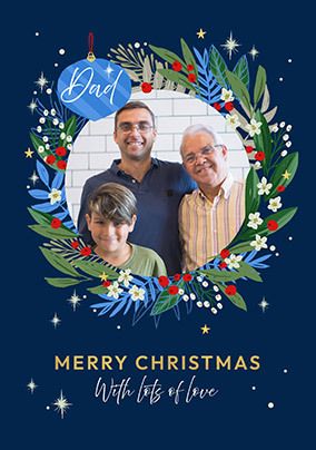 Photo of Cancer Research Dad Round Photo Christmas Card