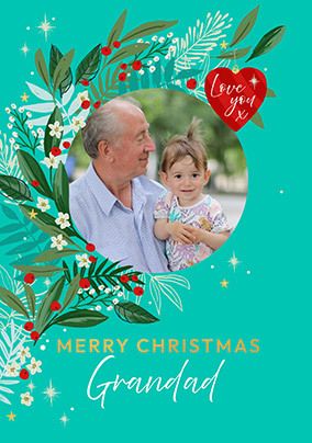 Photo of Cancer Research Grandad Round Photo Christmas Card