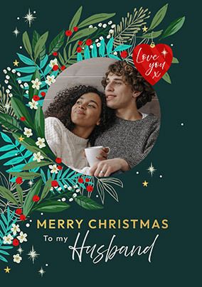 Photo of Cancer Research Husband Round Photo Christmas Card