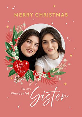 Photo of Cancer Research Sister Round Photo Christmas Card