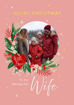 Cancer Research Wife Round Photo Christmas Card