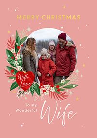 Tap to view Cancer Research Wife Round Photo Christmas Card