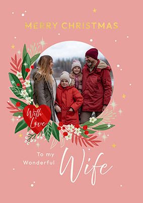 Photo of Cancer Research Wife Round Photo Christmas Card