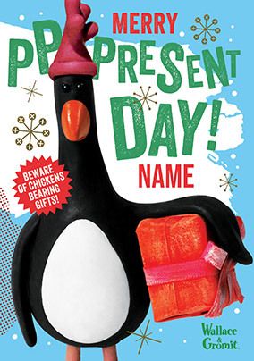 Photo of Wallace & Gromit Feathers Present Day Christmas Card
