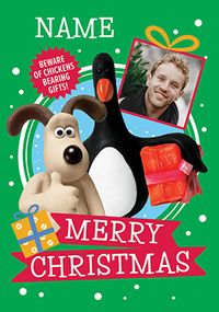 Tap to view Wallace & Gromit Beware Of Chickens Christmas Photo Card