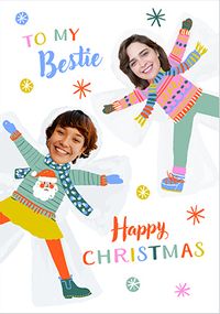 Tap to view Snow Angel Funky Faces Bestie Christmas Card