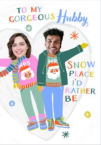 Tap to view Funky Faces Snow Angel Hubby Christmas Card