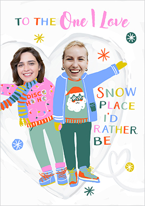 Funky Faces Snow Angel One I Love LGBT Christmas Card