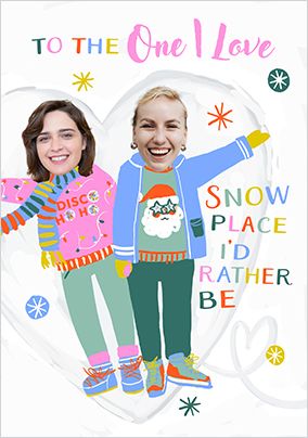 Photo of Funky Faces Snow Angel One I Love LGBT Christmas Card