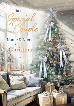 Photo of Special Couple Christmas Tree Scene Christmas Card