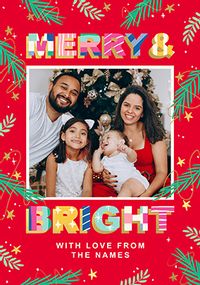 Tap to view Merry & Bright Colourful Photo Christmas Card
