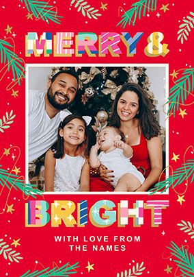 Photo of Merry & Bright Colourful Photo Christmas Card