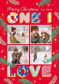 Tap to view One I Love Colourful 4 Photo Christmas Card